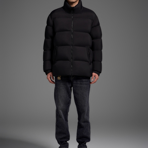 Veste matelassée à <span class=keywords><strong>capuche</strong></span> en duvet <span class=keywords><strong>noir</strong></span> mat imperméable grande taille Bechance pour <span class=keywords><strong>homme</strong></span>, pour un usage urbain hivernal et un confort quotidien - Product Image 1