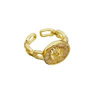 Lion géométrique en cuivre tendance, étanche, martelé, vente directe usine. Chaîne plaquée or 18 carats. Bague ouverte. Robes de mariée pour femmes