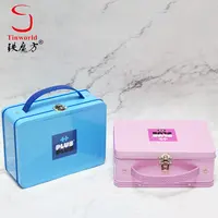 Fabrik benutzer definierte Zinn Koffer Rechteck tragen Zinn Behälter Paket Mittagessen Metall Blechdose mit Griff und Schloss