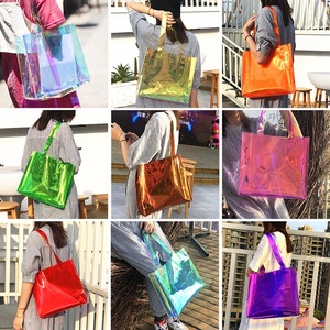 Custom Size and logo Waterproof Pvc Color clear Transparent Women Lady Pvc Handbag Promotional Shopping <strong>Beachbag</strong> - Product Image 5