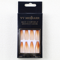 VV Mei Jia Er Design Long Ballet tête tranchante 24 pièces ongles artificiels nouveau élégant dégradé de couleur vif appuyer sur la pointe des ongles