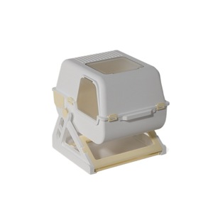 Semi Automatic <b>Cat</b> <b>Litter</b> Box 100L Rectangle Plastic Enclosed For <b>Cats</b> With Filter Grid - Product Image 2