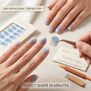 20 Pezzi Premium di Adesivi per <span class=keywords><strong>Unghie</strong></span> in Gel Senza UV, Sensibili alla Pressione, Senza Lampada, Design Moderno Minimalista con Onde Geometriche - Product Image 2