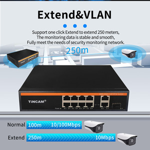 TiNCAM OEM/ODM 8*100M POE porte 2*1000M 1 * SFP Gigabit Poe interruttore <span class=keywords><strong>fibra</strong></span> a Ethernet potenza integrata 120W Vlan si estende fino a 250 metro - Product Image 4