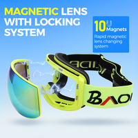 BAOLIDEN JR029 Lunettes de ski tendance avec boucle de sangle rapide, commande à une main, lunettes de snowboard, ajustement facile, protection UV400, anti-buée