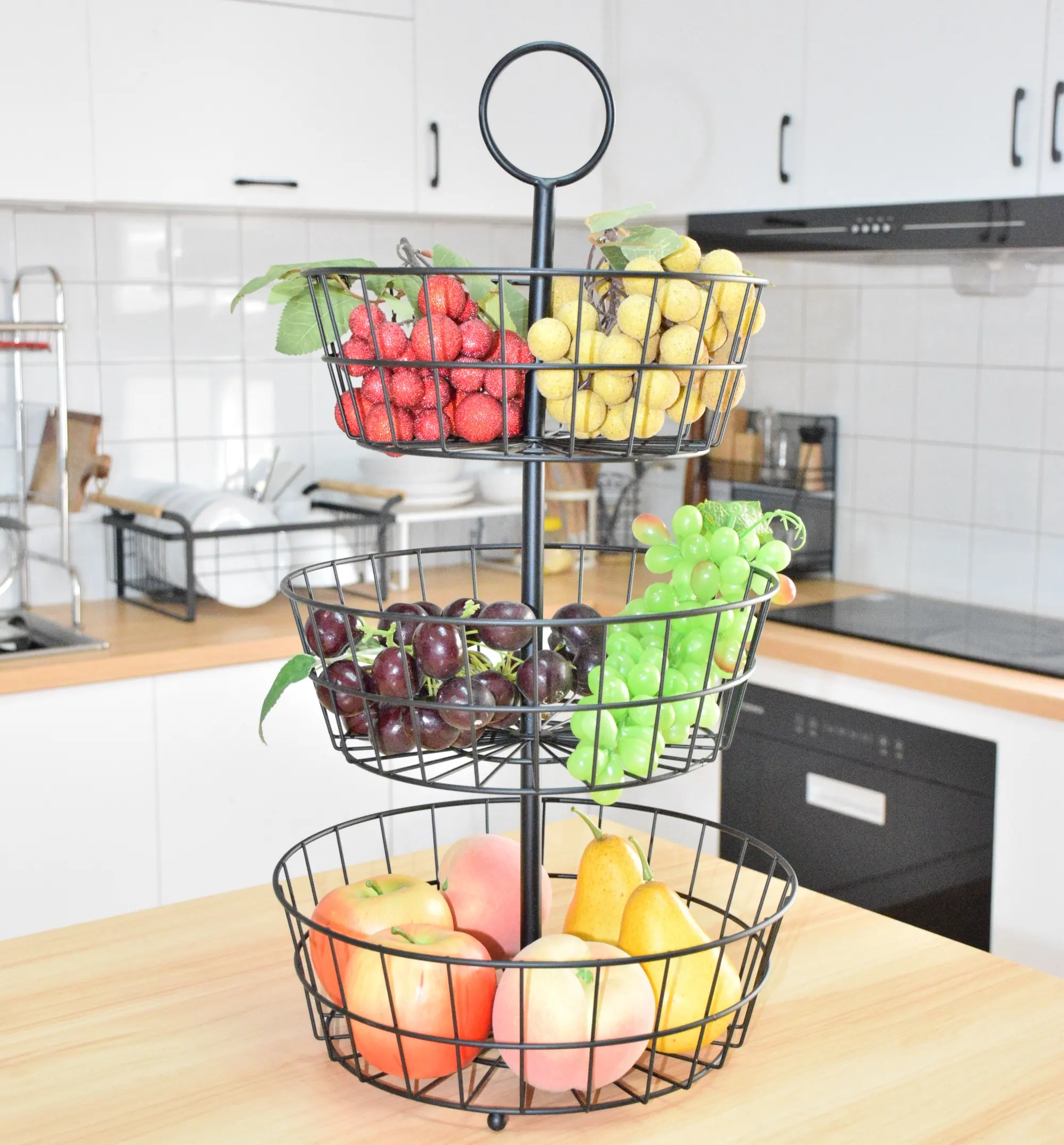 High Quality Wholesale Custom Cheap Foldable Basket 3 Tier Corner Shelf Storage Holder Kitchen For Household Use