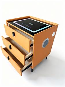 Modern Smart Nightstand with Tempered Glass Top 3 Drawers <b>LED</b> <b>Lighting</b> <b>Orange</b> Multi-Purpose Bedroom Furniture - Product Image 3