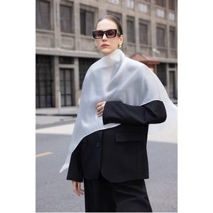 78% Polyester 18% Rayon 4% Spandex Solid Breathable Regular Fit Woven Silk Notched Collar Women's <b>2</b>-<b>Piece</b> Long Office Top <b>Set</b> - Product Image 4