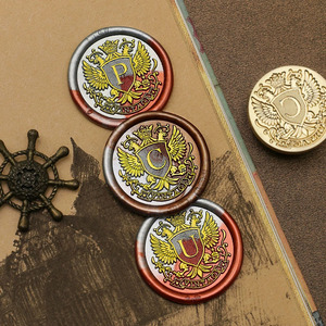 Série de lettres pour sceaux à cire, motifs Ailes et Armoiries familiales, 26 lettres, tête de sceau à cire, prix usine - Product Image 3