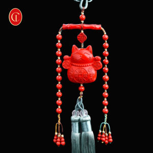 เครื่องราง<span class=keywords><strong>แมว</strong></span>กวักนำโชคสีแดงสำหรับเด็ก ทำจากทองแดงแดง ใช้ตกแต่งรถยนต์และบ้าน - Product Image 2
