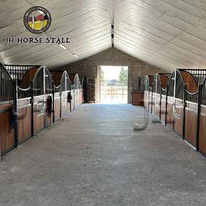 Kit de box pour chevaux préfabriqué de 12 pieds, complet avec mangeoire pivotante pour une installation facile, panneau avant de box pour chevaux avec porte à charnières - Product Image 4