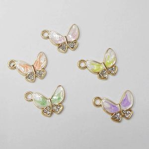 Colorful Crystal Butterfly Pendant for Jewelry Accessary DIY Parts for Keychain <b>Couple</b> Necklace <b>Bracelet</b> Enamel Charm Pendent - Product Image 1