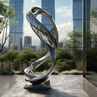 Grande sculpture de jardin moderne en acier inoxydable, décoration paysagère extérieure, statue polie effet miroir