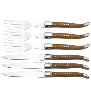 Ensemble de couteaux et fourchettes <span class=keywords><strong>Laguiole</strong></span> de luxe en acier inoxydable avec manche en bois pour restaurants et hôtels à domicile - Product Image 1