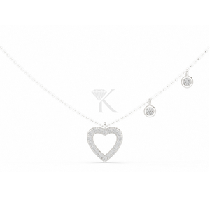 Collar de Corazón Abierto con Diamante Cultivado en Laboratorio, Oro Sólido de 14K, Cadena Asimétrica, Elegante y Romántico, Joyería Fina - Product Image 3