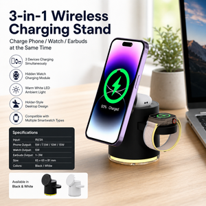 Cargador Universal para Relojes 3 en 1 Compatible con Samsung y <span class=keywords><strong>Apple</strong></span> <span class=keywords><strong>Watch</strong></span> con Módulo Oculto para Viajes y Oficina - Product Image 3