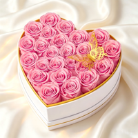 Eterfield Forever Flowers Roses éternelles en boîte en daim en forme de cœur - 100% rose véritable, dure toute l'année, idéal pour la Saint-Valentin, la fête des mères