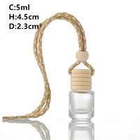 Flacon de parfum pour voiture en verre transparent personnalisable de haute qualité, 5 ml, vide, à suspendre, pour voitures
