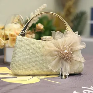 New Designer Floral Tassel Wedding Rhinestone Evening Bag Luxury Handbag Purse For Women FE445