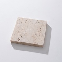 Plateau en Pierre Naturelle de Travertin Blanc de Luxe, Pierre Brute, Présentoir à Bijoux et Cosmétiques avec Support pour Bagues, Décoration d'Intérieur