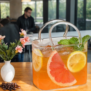<span class=keywords><strong>Verre</strong></span> à boire créatif en borosilicate de haute qualité en forme de sac à main pour jus de fruits, thé, fleurs – Grand pichet en <span class=keywords><strong>verre</strong></span> transparent avec poignée - Product Image 3