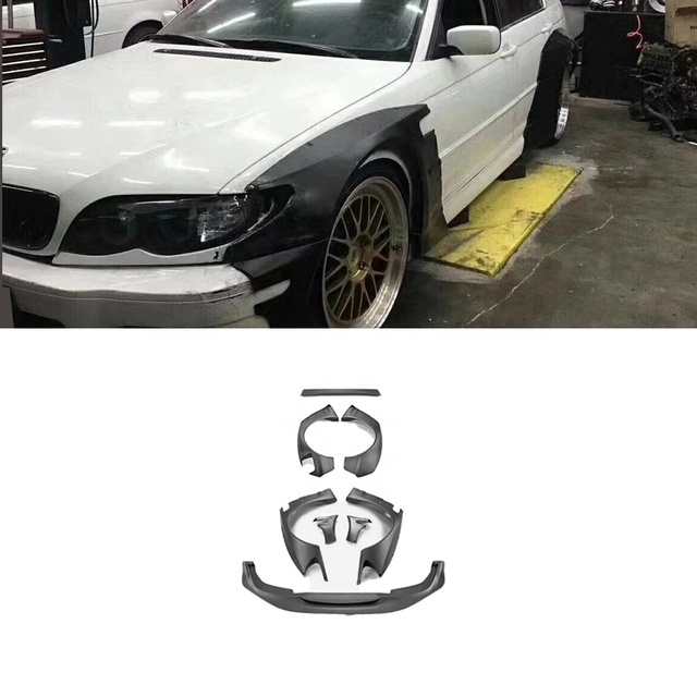 Car Parts Front Lip Diffuser Side Skirts Spoiler Trunk Wing FRP Wide Body Kit for BMW 3 Series M3 E46 Coupe Bodykit