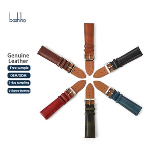 Bracelet de montre CHARM en cuir véritable 22 mm, en stock, vieilli à la main, tanné à l'arbre, grainé, respirant, avec boucle en acier inoxydable - Product Image 1