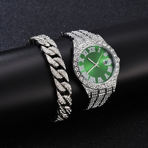 Conjunto de Reloj y Brazalete de Lujo con Diamantes, Estilo Romano Clásico, Chapado <span class=keywords><strong>en</strong></span> Oro - Product Image 4