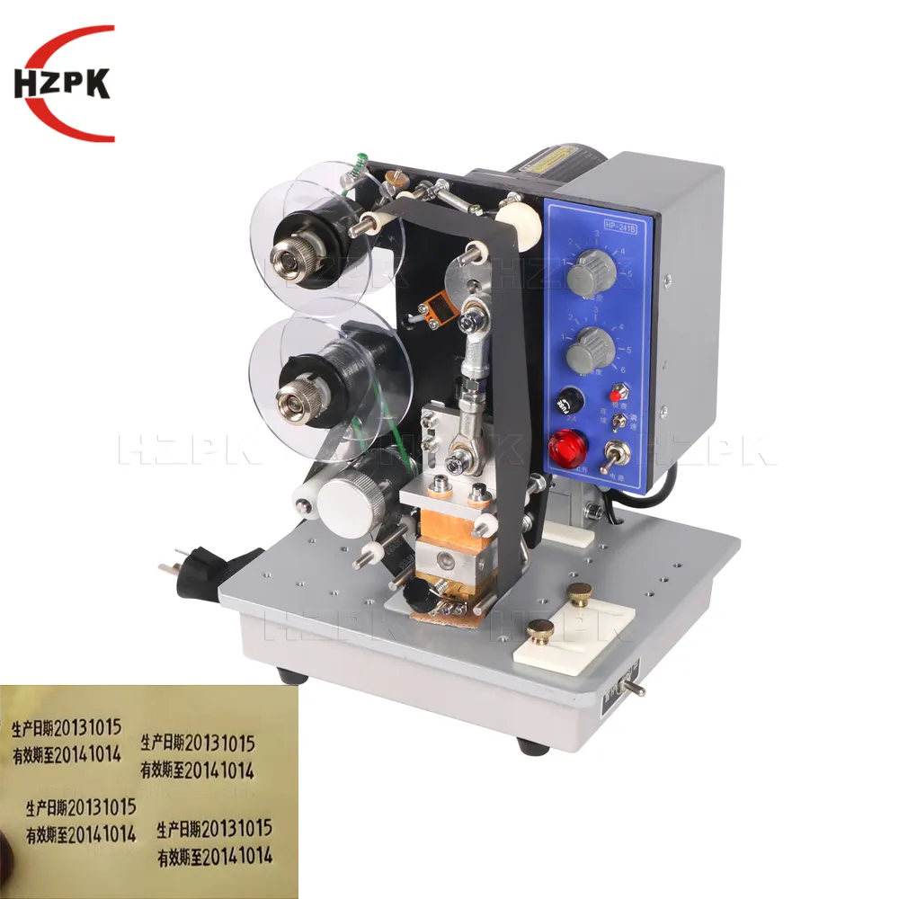 HZPK HP-241B machine de codage de ruban de date de sac électrique semi-automatique, imprimante pour papier de sac en plastique