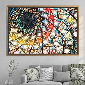 Stained Glass Style Printed Canvas Wall Art Art Deco Panel Hanging Wall Decor Clear <b>Framed</b> Canvas - Product Image 3