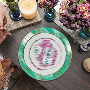 Vente en gros d'assiettes à dîner de luxe en porcelaine osseuse de 10 pouces plats en porcelaine à motif rond pour la maison ou les mariages - Product Image 1