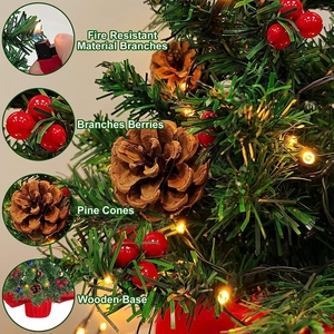 Cây Thông Để Bàn Nhỏ 20 Inch Với 30 Quả Cầu Ngôi Sao Quả Cầu Màu Đỏ Cây Thông Trang Trí Mini Nhân Tạo Cây Giáng Sinh - Product Image 3