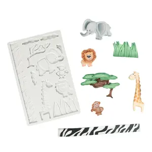 YS Tropical Rain Forest Theme Baking Silicone Mold Elephant Giraffe Chocolate DIY Cake Baking Decoration Making Kitchen Supplies