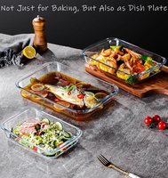 Plat à four rectangulaire en verre borosilicate de haute qualité de 3000 ml, résistant à la chaleur, pour la cuisson au four