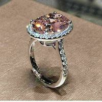 2025 grand diamant en forme d'oeuf imité Moissanite anneaux mariage mariée ovale rose Zircon bagues femmes