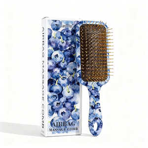 Wanmei marque motif de fruits or acier peigne à coussin d'air boîte-cadeau de luxe OEM et ODM marque traitement peigne à cheveux brosse à cheveux - Product Image 4