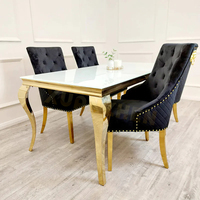 Ensemble de table et chaises de salle à manger de luxe en acier inoxydable et marbre, style italien, pour 4, 6 ou 8 personnes, idéal pour restaurant