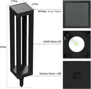 60cm 80cm IP65 Waterproof Solar LED Bollard <b>Post</b> <b>Light</b> for Garden & Pathway Landscape Outdoor Use - Product Image 3