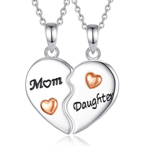 Collar de Corazones a Juego para Madre e Hija, Familia, 2 Corazones, Cobre, Amor, Joyería con Colgante de Dos Corazones para Abuela - Product Image 1