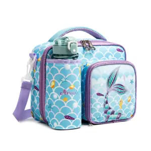 Оптовая цена мультяшный неопреновый кулер рюкзак сумка детская школьная сумка с ланч-боксом и бутылкой для воды