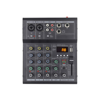 Petit Mixeur Professionnel Bluetooth 4/6 Voies avec Effet de Réverbération, Microphone pour Karaoké et Audio de Scène, Cartes Son