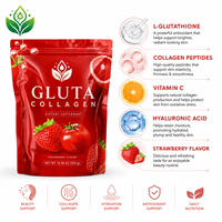 Complément Alimentaire Gluta Collagène Saveur Fraise Sachet Poids Net 10,58 oz 300 g Beauté Nutrition OEM ODM Marque Privée
