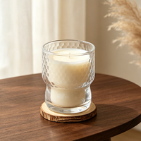Support de bougie en verre transparent gaufré nid d'abeille style nordique, double couche, taille cintrée, récipient vide pour bougie parfumée