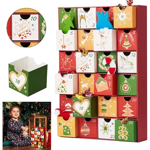 Advent Calendar Large Christmas Countdown Candy Gift Calendar Custom Logo Drawer Advent Calendar Cardboard Box