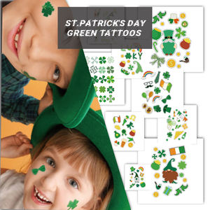 St. Patrick's Day Autocollant Trèfle à quatre feuilles Autocollants pour enfants Trèfle irlandais vert pour visage Fête du corps Célébrations de vacances - Product Image 2