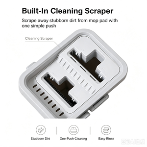 Serpillière plate en microfibre à poteau en acier magique à main libre avec seau unique sans impasse Nettoyage facile pour nettoyage des sols à 360 tours - Product Image 3