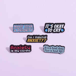 Broches de Esmalte Personalizados con Proverbios Divertidos, Insignias de Solapa para la Ansiedad Social, Broches de <span class=keywords><strong>Salud</strong></span> Mental al por Mayor - Product Image 2