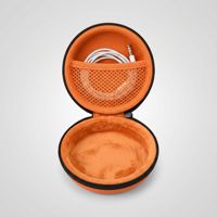 Étui de protection personnalisable en EVA rigide rond avec mousqueton, doublure en polaire douce, logo personnalisé pour le rangement des câbles d'écouteurs