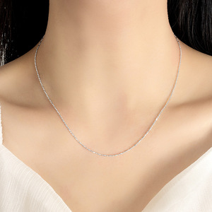 Classico 925 Sterling Silver lucente blocco quadrato catena collana <span class=keywords><strong>Abella</strong></span> catena gioielli per donna ragazza - Product Image 4