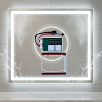 Miroir de salle de bain LED 12V 5A 60W avec interrupteur tactile 2 boutons, gradation à trois niveaux, fonction anti-buée, affichage de la date et de la température